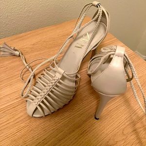 Zara Lace Beige Up Heels